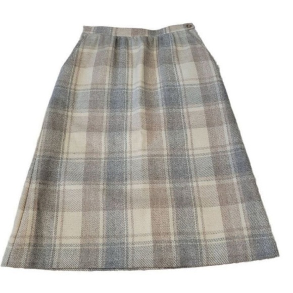 Vintage Plaid Wool Blend A-Line Skirt - Picture 2 of 8